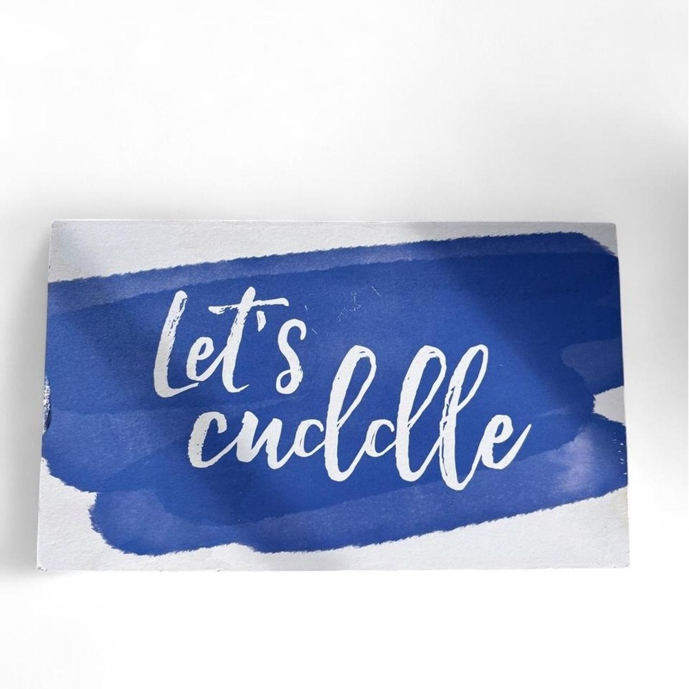 Designs Direct Lets Cuddle Wooden Box Sign Blue Watercolor Wall Decor 6x10